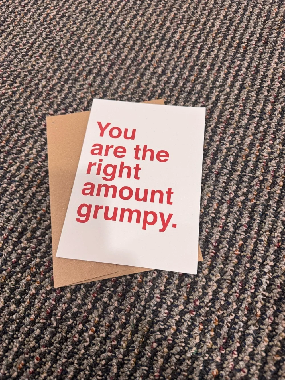 White Greeting Card with Red Typography – Playful Sentiment
